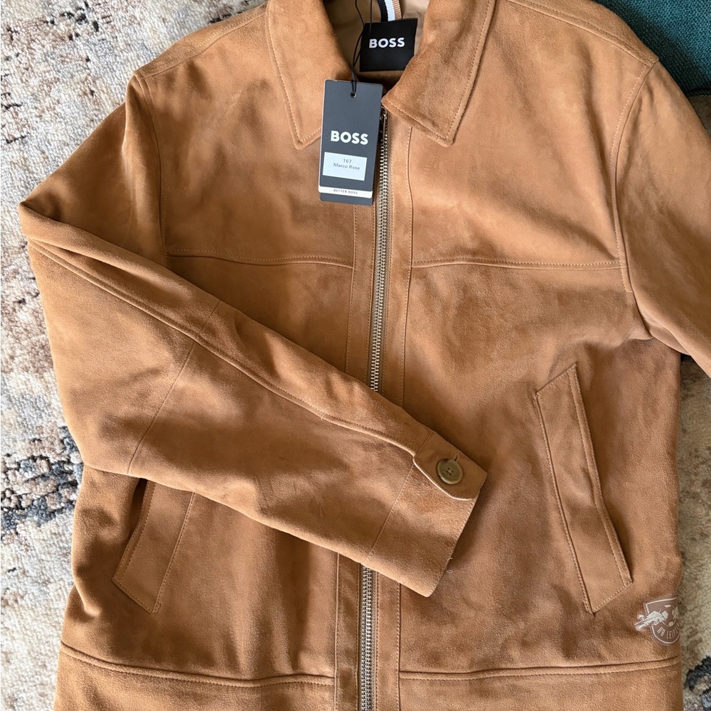 Hugo Boss Leipzig Suede Jacket Camel - Men's Size 40R - Excellent Condition